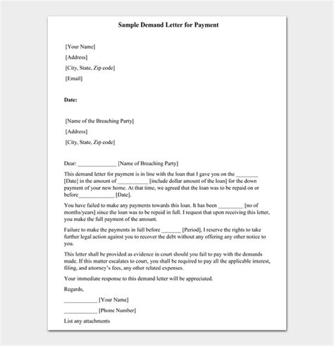 5 Free Demand Letter For Payment Template Sample Examples Images