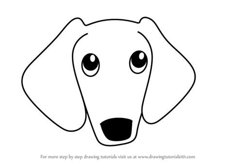 Before you draw anything else draw a vertical line that will be the middle of the dog's head and draw a horizontal line intersecting with it. Learn How to Draw a Wiener Dog Face for Kids (Animal Faces ...