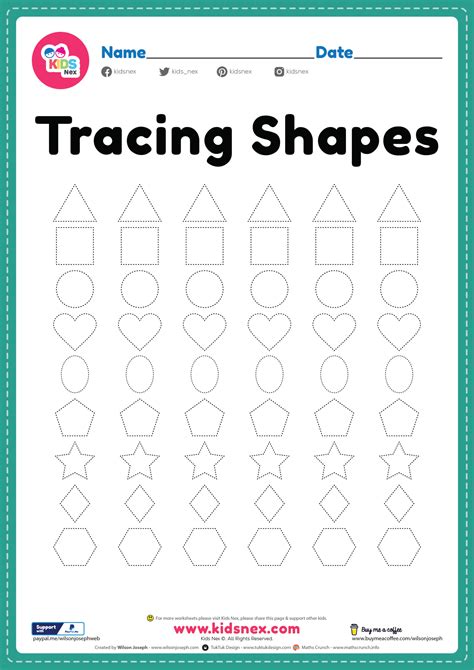 Tracing Shapes Worksheet For Kids Free Printable Pdf