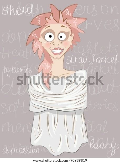 Crazy Cartoon Funny Woman Straitjacket Stock Vector Royalty Free 90989819 Shutterstock