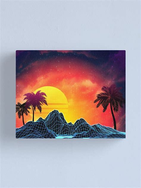 80s Retro Aesthetic Vaporwave Sunset Canvas Print For Sale By