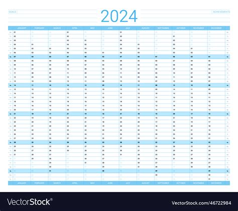 Wall Yearly Planner For 2024 Organizer Schedule Vector Image