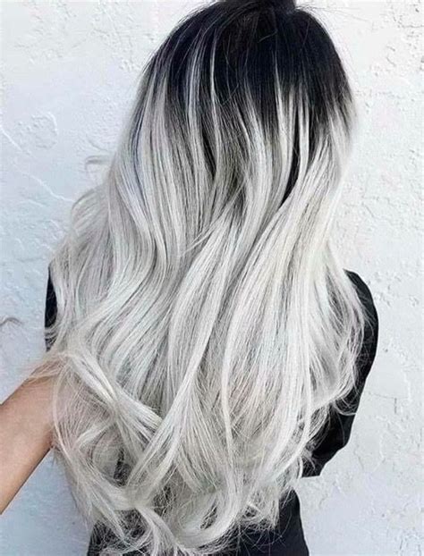 Silver W Black Roots Hair Styles Grey Ombre Hair Pretty Gray Hair