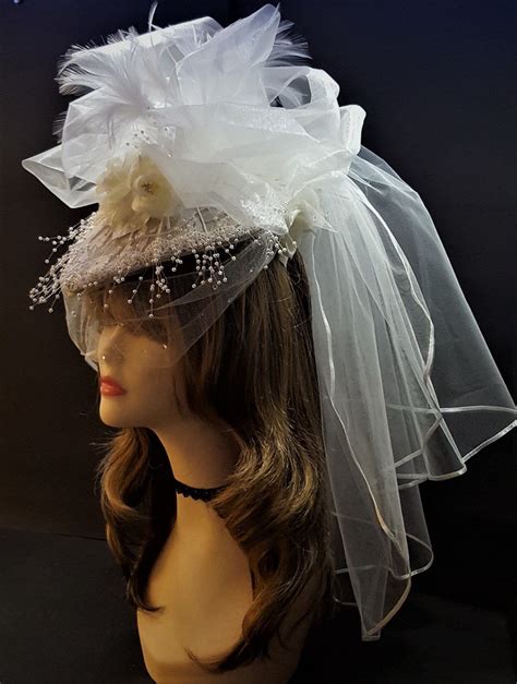 bridal hat with veil original creation by hat fascination an alternative to traditional