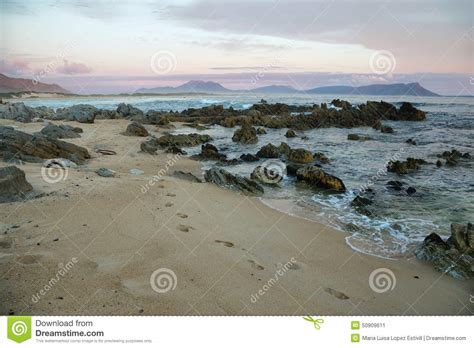Sunset In Idyllic Beach Of Kleinmond Stock Image Image Of Shore