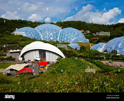 View Of The Geodesic Biome Domes At The Eden Project Near St Austell In