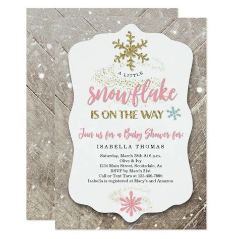Winter Wonderland Snowflake Theme Girl Baby Shower Invitation Zazzle