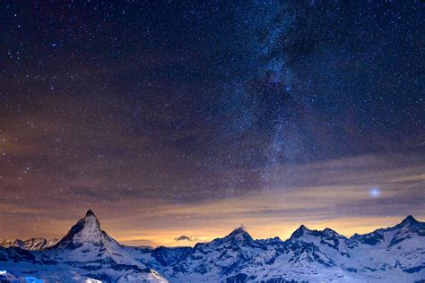 Night Mountain Alps Sky Star Milky Way Hd Wallpaper