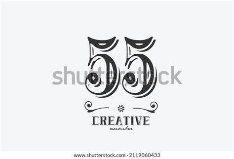 55 Vintage Number Logo Icon Black Stock Vector Royalty Free