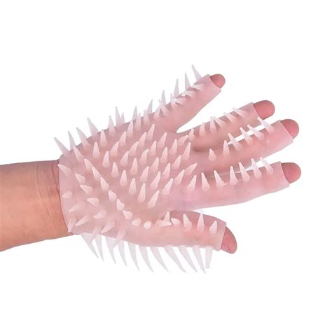 Купить с кэшбэком Spike Silicone Sex Gloves Male Masturbation Sauna Massage Glove Adult Games