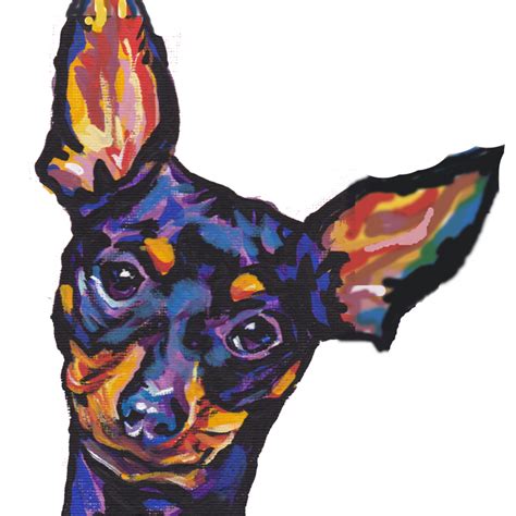 Miniature Pinscher Dog Portrait Bright Colorful Fun Pop Art Dog