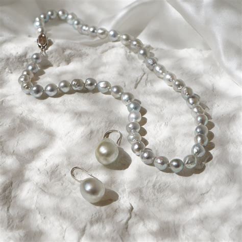Blue Japanese Akoya Baroque Pearls Necklace Beaded Akoya Etsy