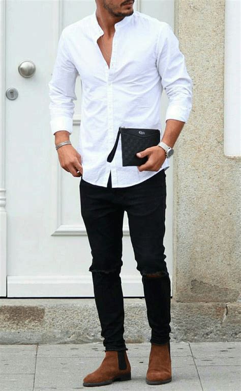 White Shirt With Black Jeans Mensfitness Moda Masculina Moda