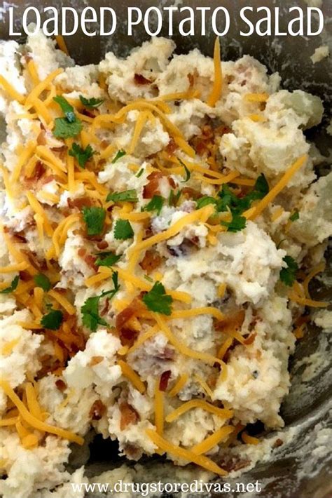 Because they have a thinner skin, they're easy to peel after boiling and taste creamier, a little one of the biggest potato salad controversies is do you cut potatoes before boiling for potato salad? Loaded Potato Salad - Drugstore Divas | Potluck side dishes, Potluck dishes, Potluck recipes