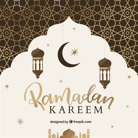 Premium Vector Background Of Ramadán With Golden Pattern Ramadan
