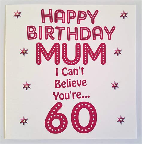Happy Birthday Card Mum 60th Birthday Handmade Uk