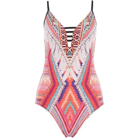 Seafolly Desert Tribe Deep V Maillot 2855 Ars Liked On Polyvore