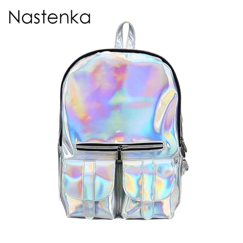Nastenka Women Holographic Laser Bag Teenager Girls Backpack School Bag
