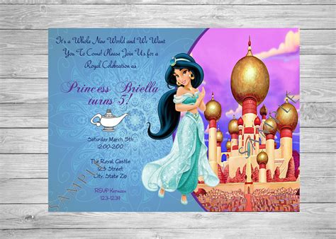 Princess Jasmine Birthday Invitation Aladdin Birthday
