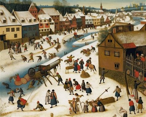 Premium Ai Image A Painting Of A Snowy Scene With People And A Snow