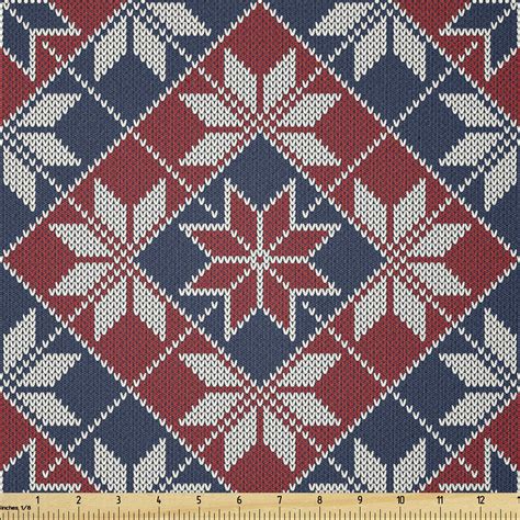 Ambesonne Nordic Fabric By The Yard Wool Knit Pattern With