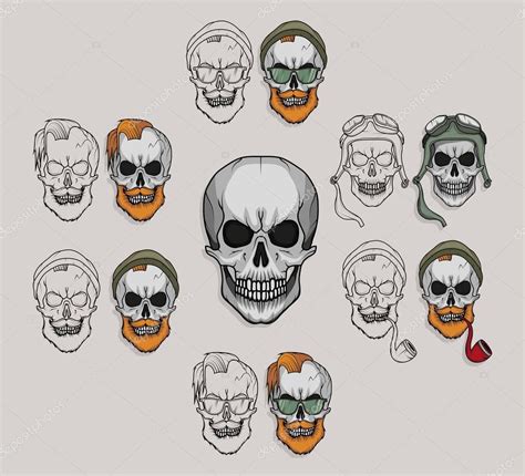 Retro Skulls Vector Image Set Of Skulls Skull Hipster Skull Retro