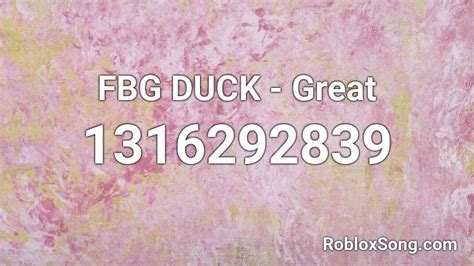Across many games of roblox there are codes that can be redeemed to get you a jump start at growing your character or furthering your progress! FBG DUCK - Great Roblox ID - Roblox music codes