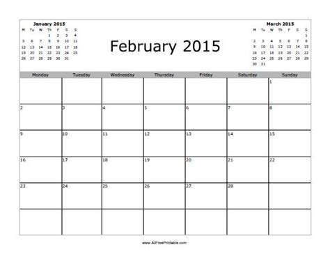 February 2015 Calendar Free Printable