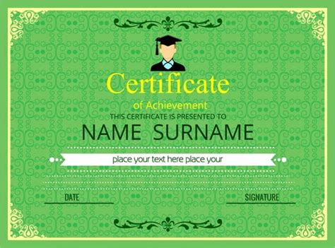Graduation Certificate Vignette Style In Green Eps Ai Vector Uidownload