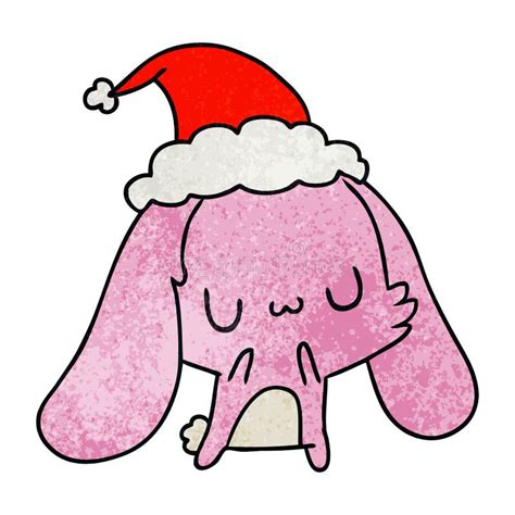 A Creative Christmas Textured Cartoon Of Kawaii Rabbit Stock Vector