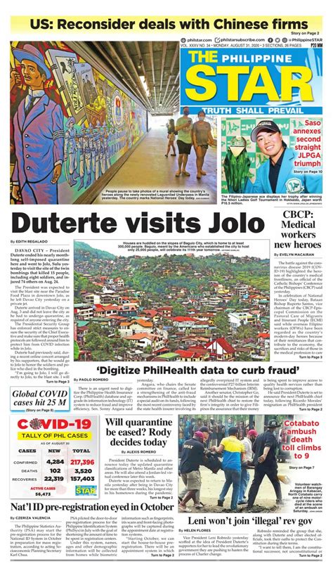 The Philippine Star August 31 2020 Newspaper Get Your Digital