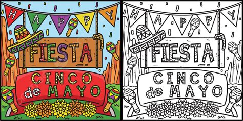 Cinco De Mayo Fiesta Coloring Page Illustration Coloring Page Line