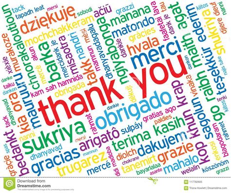 Colorful Thank You Card Translations Many Languages Tag Cloud