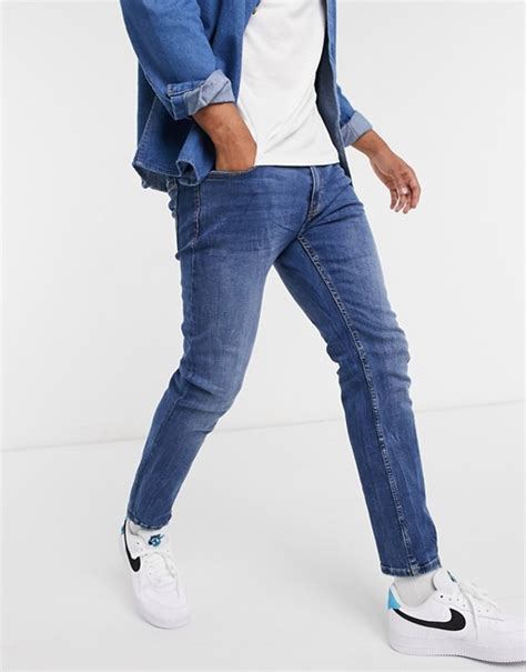 Bershka Skinny Fit Jeans In Mid Blue Asos