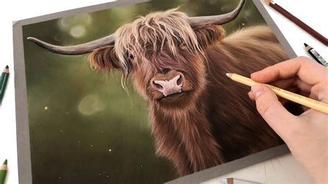 Drawing A Highland Cow With Pastel Pencils Youtube