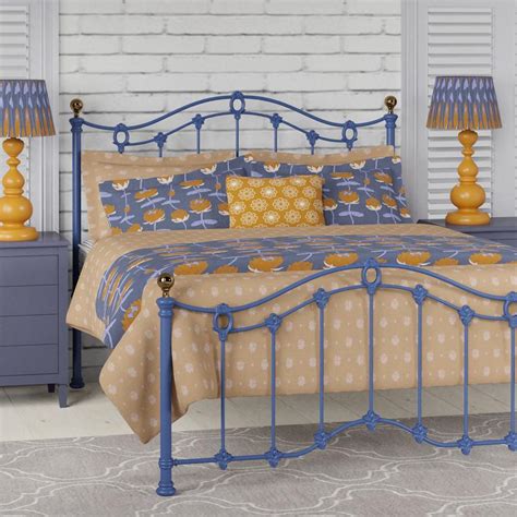 clarina low footend iron bed image blue and orange 2 the original bed co uk