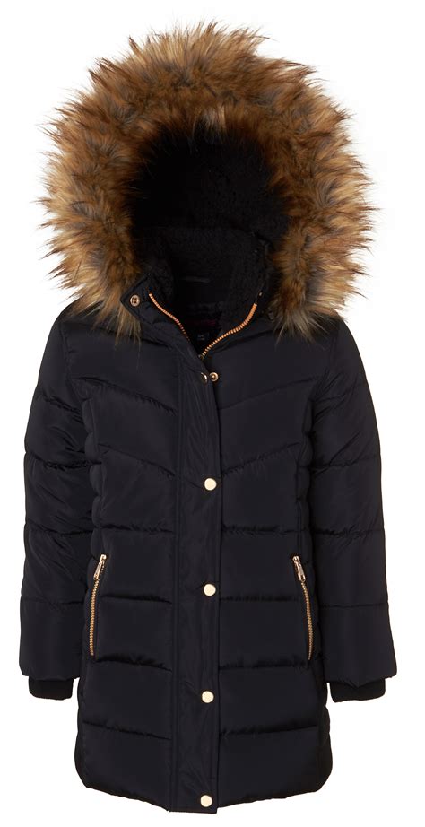 Sportoli - Girls Heavy Quilt Fleece Lined Long Winter Jacket Coat with ...