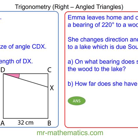 Revising Trigonometry In Right Angled Triangles Mr