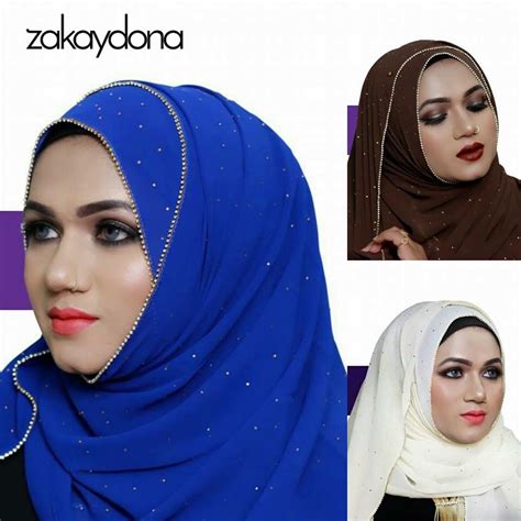zakaydona women plain bubble hijab chiffon head scarf wrap solid color shawls headband jersey