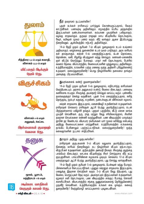 Sakthi Vikatan Raasi Palan April 12 25 2016 Tamil Panchangam