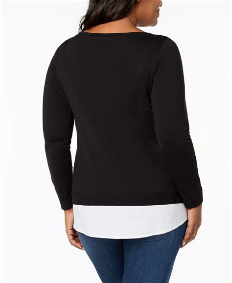 Charter Club Plus Size Embellished Layered Look Sweater Created For Macys Macys