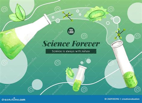 Science Frame Design With Erlenmeyer Flask Test Tube Watercolor Illustration Stock Illustration