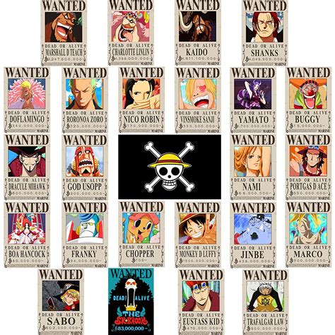 25pcs Anime One Piece Wanted Posters 30×21cm New Edition Straw Hat