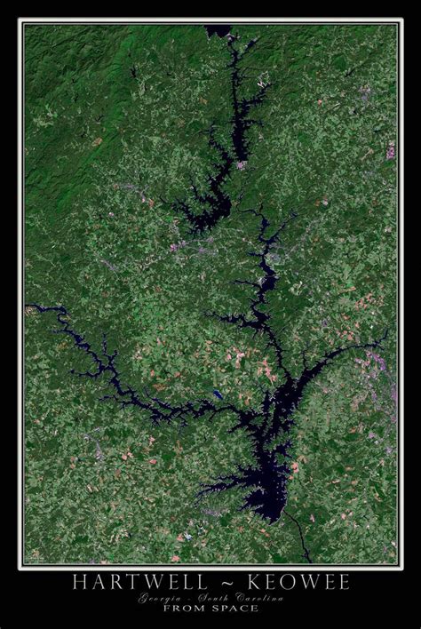 The Hartwell And Keowee Lakes Georgia South Carolina Satellite Poster