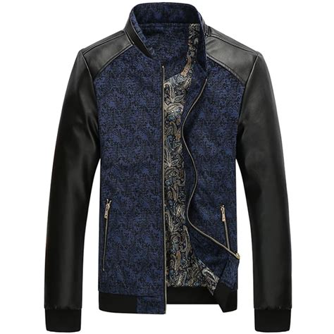 Buy Leather Patchwork Mens Jackets 6xl Autumn Fashion