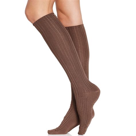 Hue Socks Luster Rib Knee Sock In Brown Lyst