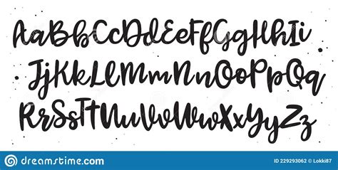 Hand Drawn Typeface Set Typography Alphabet Stock Vector