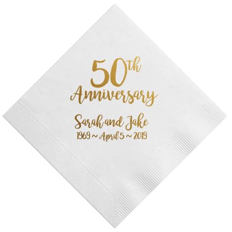 Personalized 50th Anniversary Golden Napkins Wedding Custom Etsy