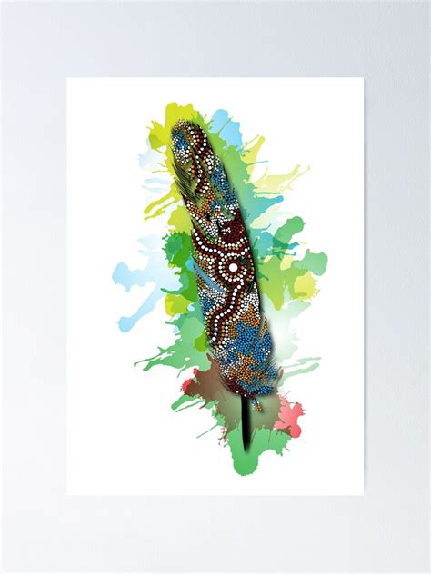 Authentic Aboriginal Art Wetland Feather Poster For Sale By