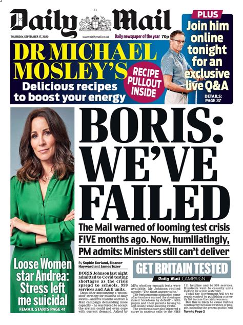 Daily Mail Front Page Today Todays Front Page A Post Claims To